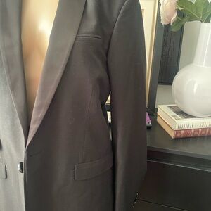 Black Sport Coat with Notch Lapel and Solid Design
